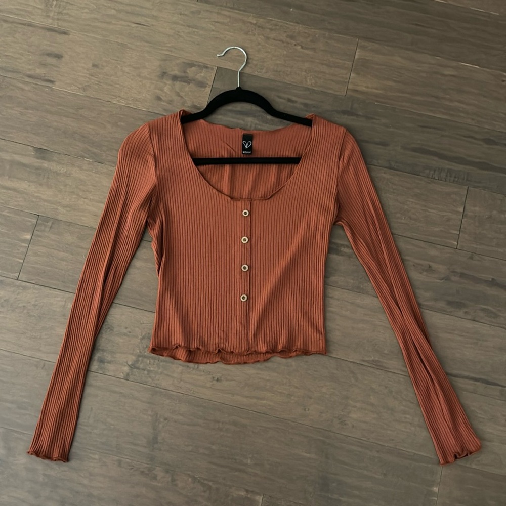 ❤️WINDSOR❤️Rust Long-sleeve Button Down Crop
